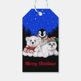 Kerstpinguïn baby Polar beer Seal Pup Cadeaulabel