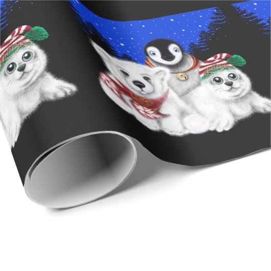 Kerstpinguïn baby Polar beer Seal Pup Cadeaupapier (Rol Hoek)
