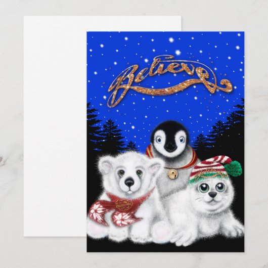 Kerstpinguïn baby Polar beer Seal Pup Feestdagenkaart (Voorkant / Achterkant)