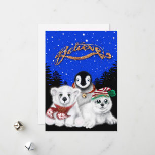 Kerstpinguïn baby Polar beer Seal Pup Feestdagenkaart