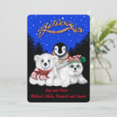 Kerstpinguïn baby Polar beer Seal Pup Feestdagenkaart (Staand voorkant)