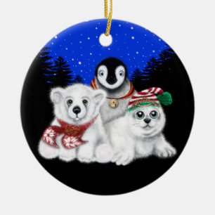 Kerstpinguïn baby Polar beer Seal Pup Keramisch Ornament