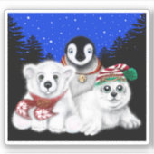 Kerstpinguïn baby Polar beer Seal Pup Sticker (Voorkant)
