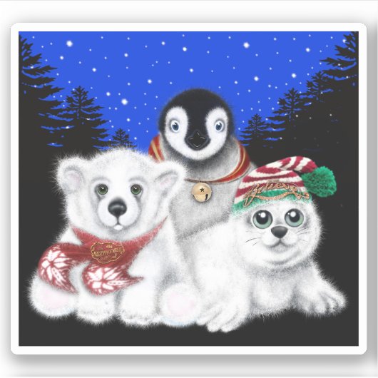 Kerstpinguïn baby Polar beer Seal Pup Sticker (Voorkant)