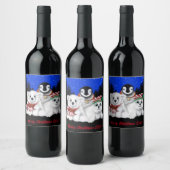 Kerstpinguïn baby Polar beer Seal Pup Wijn Etiket (Flessen)