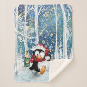 Kerstpinguïn Babydeken Sherpa Deken