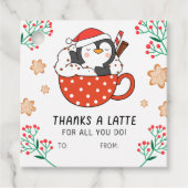 Kerstpinguïn Bedankt een latte cadeauLabel Bedankjes Labels (Voorkant)