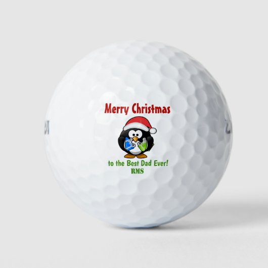 Kerstpinguïn Beste pap ooit aangepast monogram Golfballen (Voorkant)