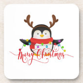 Kerstpinguïn   bier onderzetter (Voorkant)