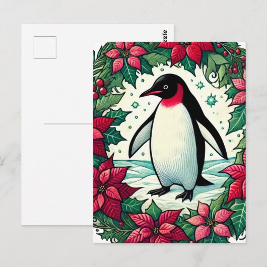 Kerstpinguïn Briefkaart (Voorkant / Achterkant)