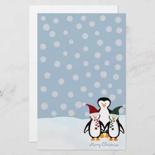 Kerstpinguïn, Briefpapier (Voorkant / Achterkant)