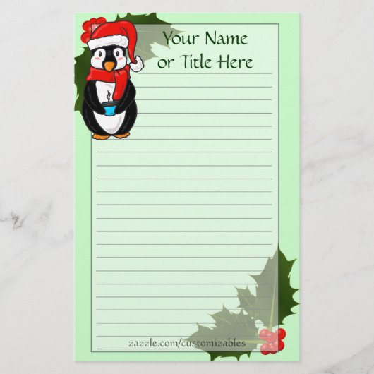 Kerstpinguïn briefpapier (Voorkant)