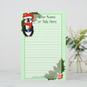 Kerstpinguïn briefpapier (Staand voorkant)