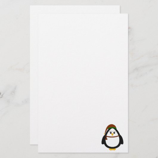 Kerstpinguïn Briefpapier (Voorkant / Achterkant)