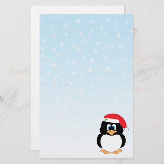 kerstpinguïn briefpapier (Voorkant / Achterkant)