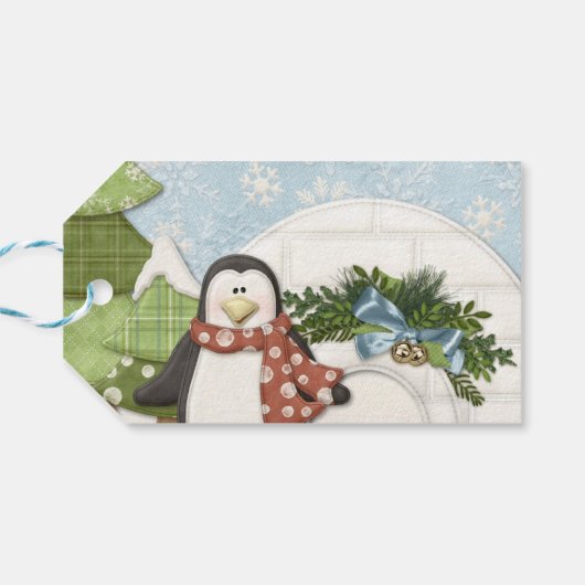 Kerstpinguïn Cadeaulabel (Achterkant Horizontaal)