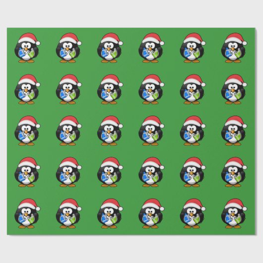 Kerstpinguïn Cadeaupapier (Vlak)