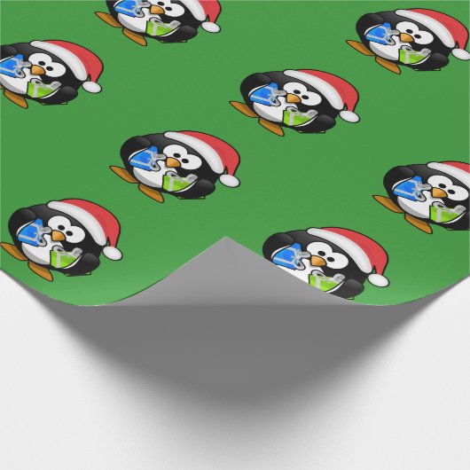 Kerstpinguïn Cadeaupapier (Hoek)