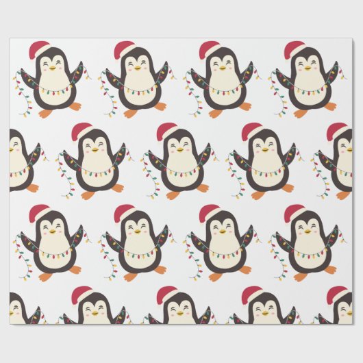 Kerstpinguïn Cadeaupapier (Vlak)