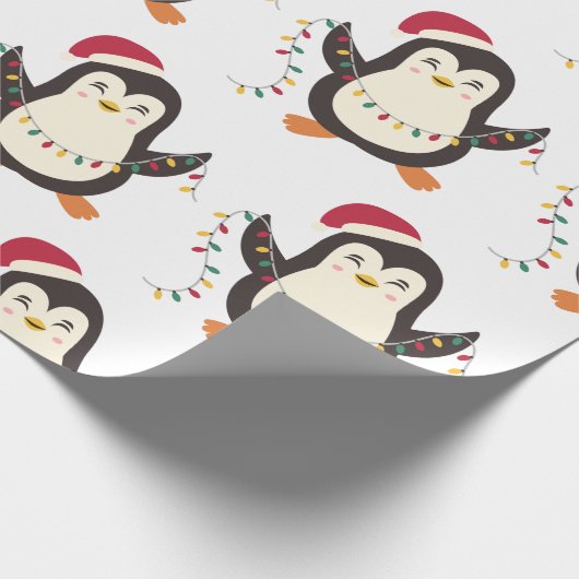 Kerstpinguïn Cadeaupapier (Hoek)