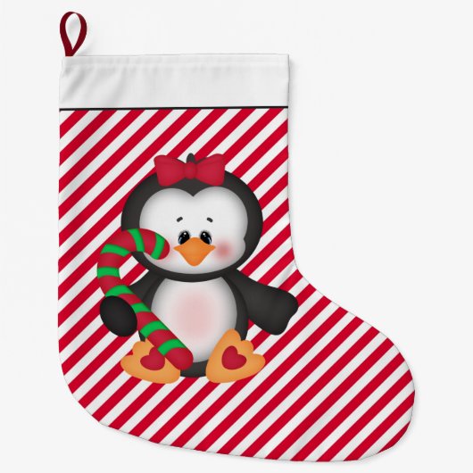kerstpinguïn cartoon grote kerstsok (Voorkant)