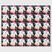 kerstpinguïn cartoon snoepriet zwart cadeaupapier (Vlak)