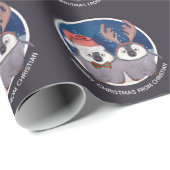 kerstpinguïn Couple Cute Santa en Reindester Cadeaupapier (Rol Hoek)