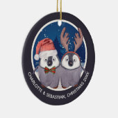 kerstpinguïn Couple Cute Santa en Reindester Keramisch Ornament (Rechts)
