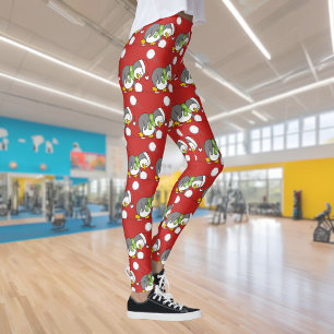 Kerstpinguïn die een sneeuwbal krijgt leggings