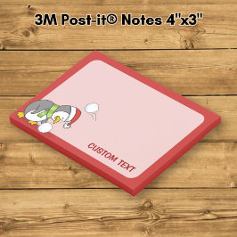 Kerstpinguïn die een sneeuwbal krijgt post-it® notes