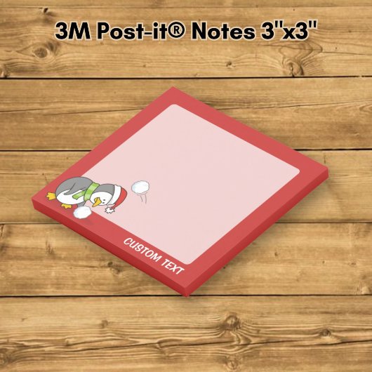 Kerstpinguïn die een sneeuwbal krijgt post-it® notes