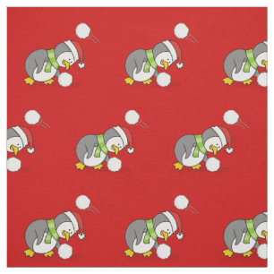 Kerstpinguïn die een sneeuwbalpatroon krijgt stof