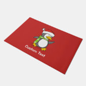 Kerstpinguïn die over sneeuw loopt deurmat (Schuin)