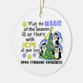Kerstpinguïn Down Syndrome Keramisch Ornament (Links)