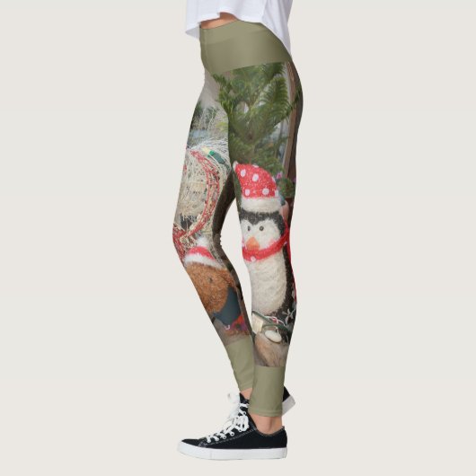 Kerstpinguïn en rendier speelgoed leggings (Links)