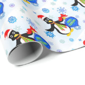 Kerstpinguïn en Snowflakes Cadeaupapier (Rol Hoek)
