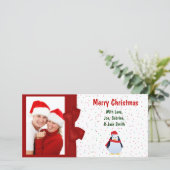 Kerstpinguïn en Stippen Foto Kaart (Staand voorkant)