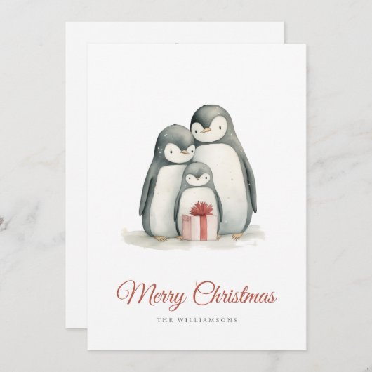 Kerstpinguïn Feestdagenkaart (Voorkant / Achterkant)