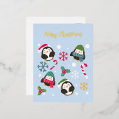 Kerstpinguïn Folie Feestdagen Briefkaart (Voorkant / Achterkant)