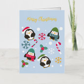 Kerstpinguïn Folie Wenskaart (Voorkant)
