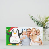 kerstpinguïn - fotokaart feestdagenkaart (Staand voorkant)