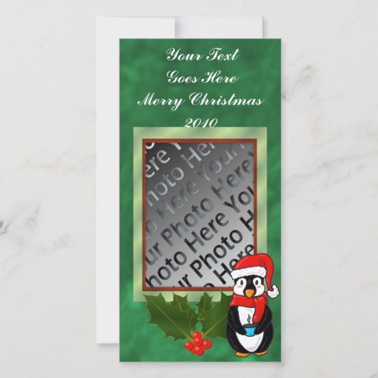 Kerstpinguïn fotokaart feestdagenkaart (Voorkant)