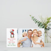 kerstpinguïn - fotokaart feestdagenkaart (Staand voorkant)