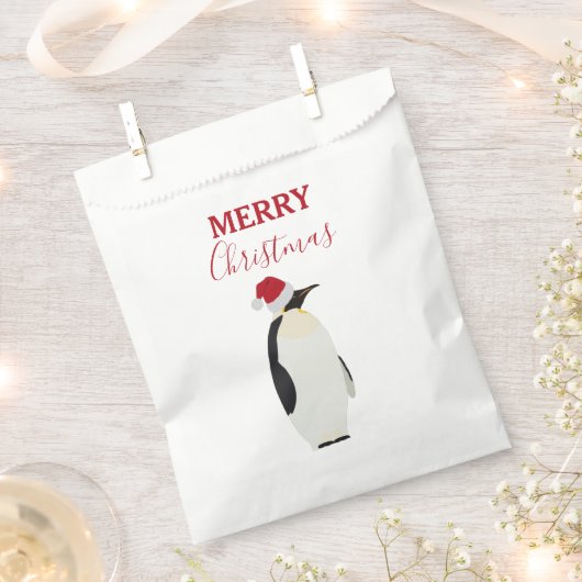 Kerstpinguin Funny Animal met Santa Hat Bedankzakje (Geknipt)