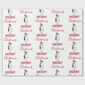 Kerstpinguin Funny Animal met Santa Hat Cadeaupapier (Vlak)