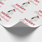 Kerstpinguin Funny Animal met Santa Hat Cadeaupapier (Hoek)