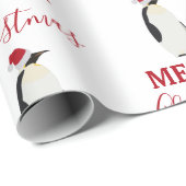 Kerstpinguin Funny Animal met Santa Hat Cadeaupapier (Rol Hoek)