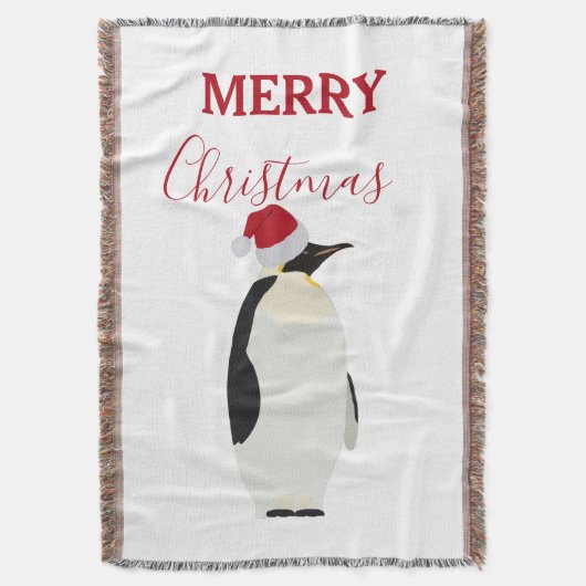 Kerstpinguin Funny Animal met Santa Hat Deken (Voorkant Verticaal)