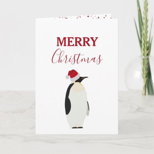 Kerstpinguin Funny Animal met Santa Hat Feestdagen Kaart (Voorkant)