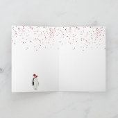 Kerstpinguin Funny Animal met Santa Hat Feestdagen Kaart (Binnen)